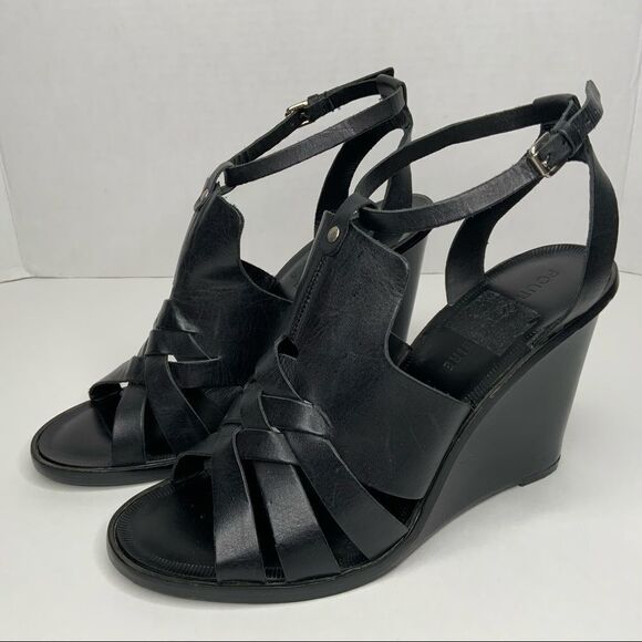 POUR la Victoire‎ leather wedge sandals. - Picture 2 of 12